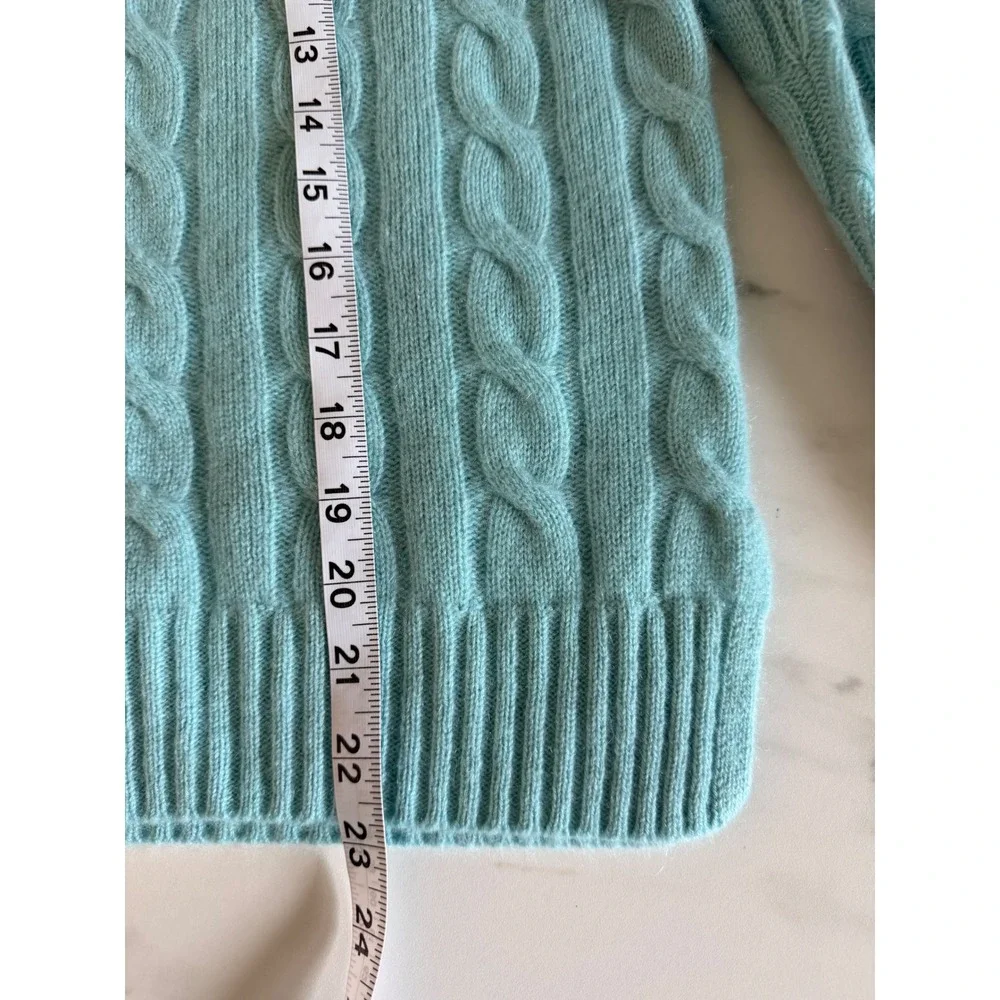Joie Womens Light Blue 100% Cashmere Cable Knit Crew Neck Sweater Size Small NEW